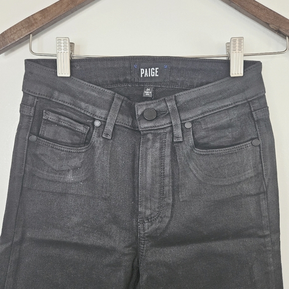 PAIGE Hoxton Ankle Pant in Black Fog Luxe Coating Women's Size 24 Black - Picture 4 of 9